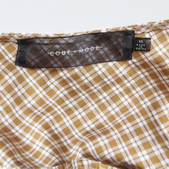 CODE X MODE Sleeveless Gingham Plaid Ruched Button Front Summer Mini Dress XS - Picture 8 of 11